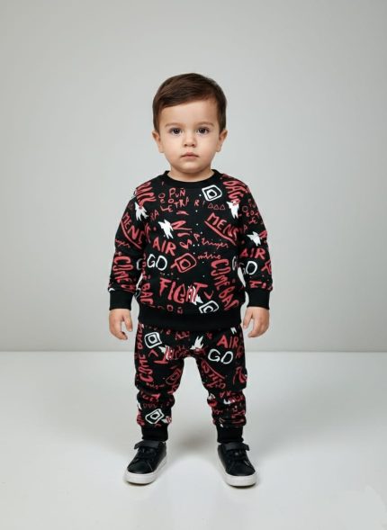 Boys' Urban Graffiti 2-Piece Tracksuit Set – Coordinated Sweatshirt & Trouser