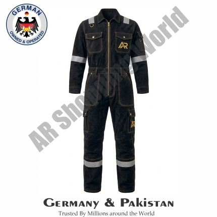Heavy Duty Black Reflective Safety Dangri Work Overall Boiler Suit